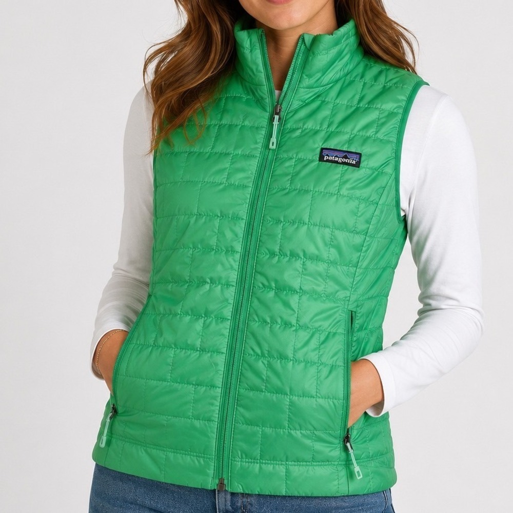 Patagonia Nano Puff Vest Womens XS Green Quilted Puffer Full Zip Jacket